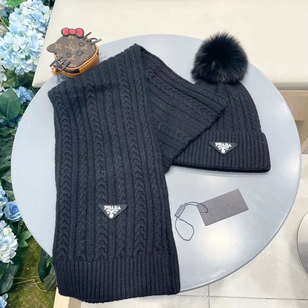 Prada Hat and Scarf Set Elegant 4249