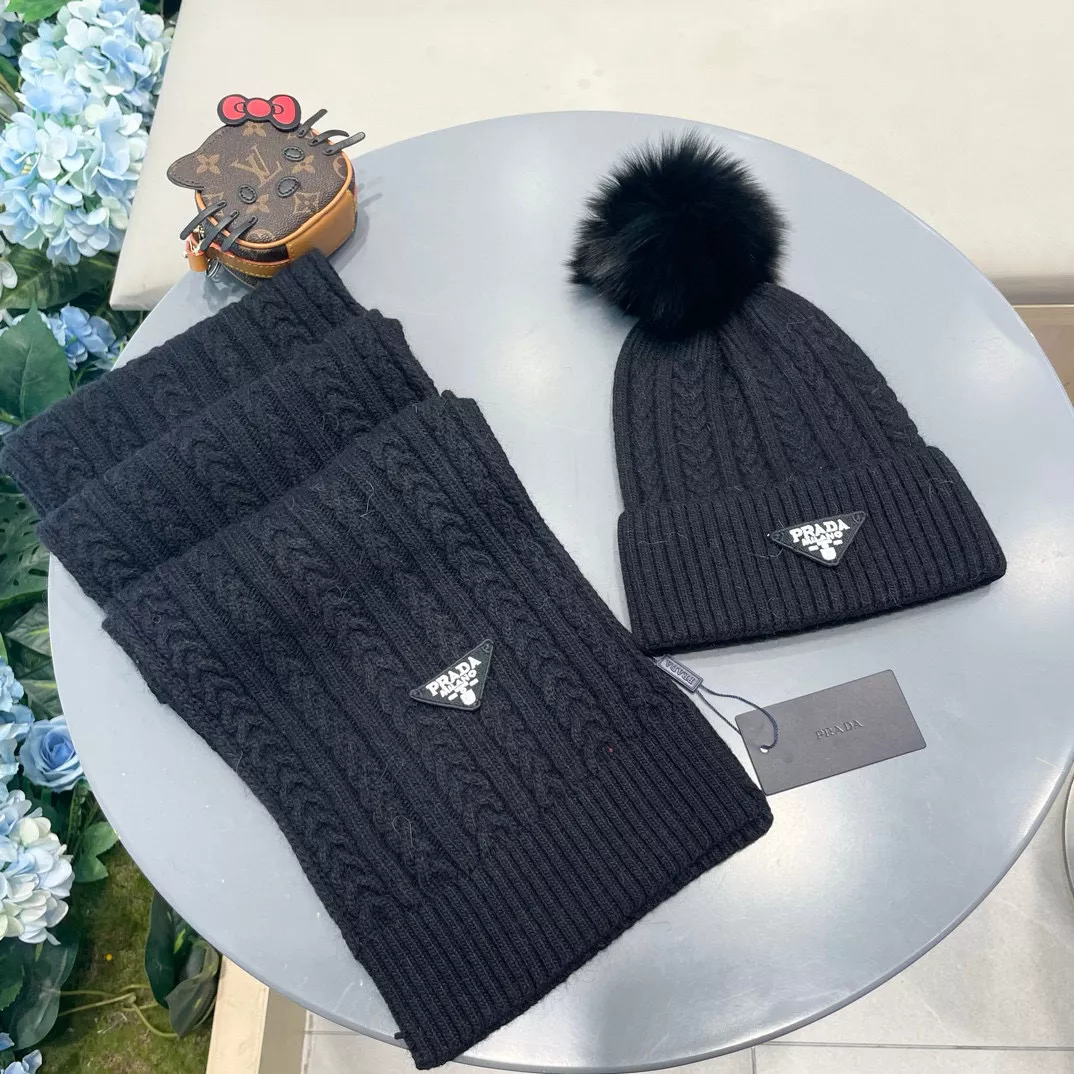 Prada Hat and Scarf Set Elegant 4249