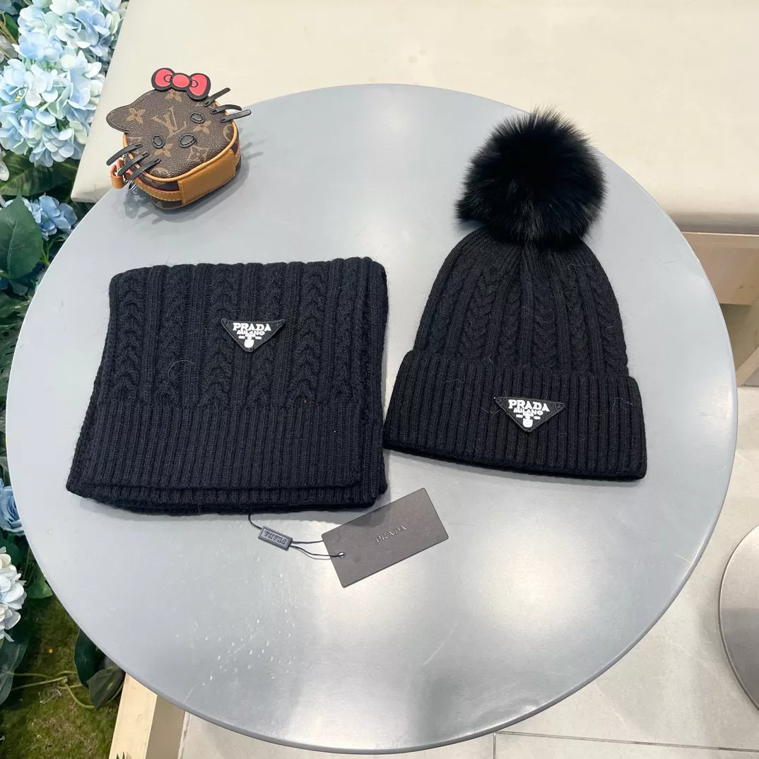Prada Hat and Scarf Set Elegant 4249