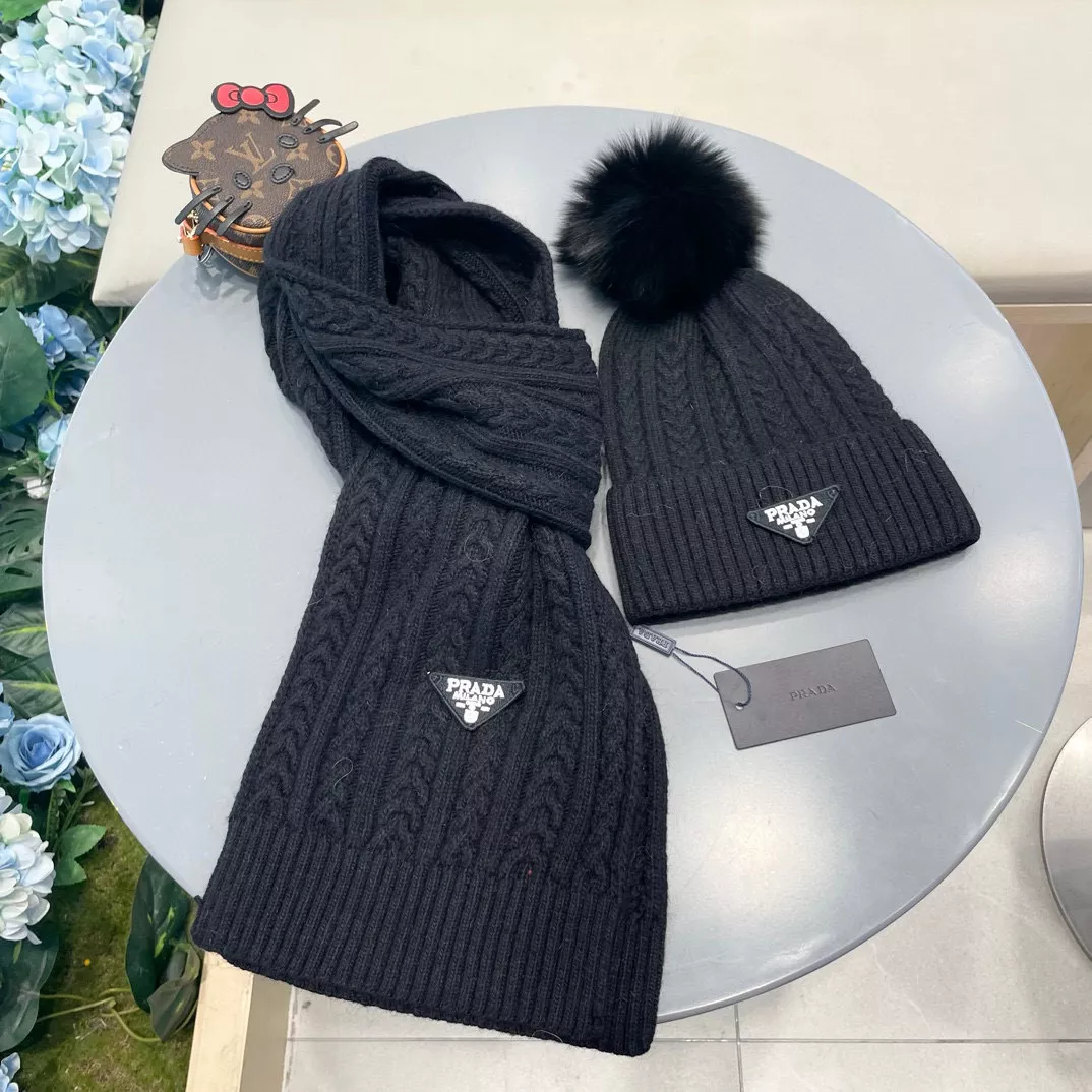 Prada Hat and Scarf Set Elegant 4249