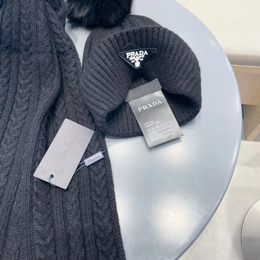 Prada Hat and Scarf Set Elegant 4249