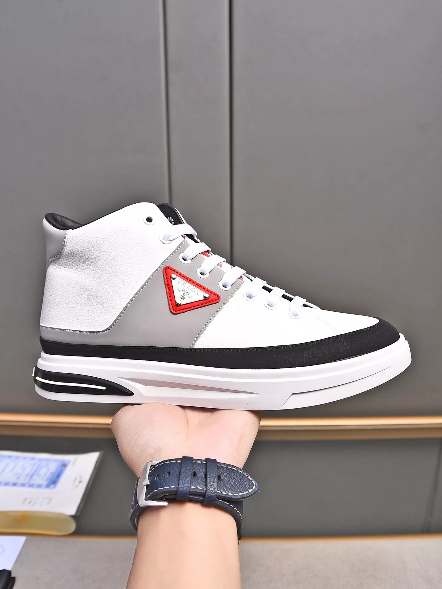 Prada High Top Shoes For Men Durable 7937