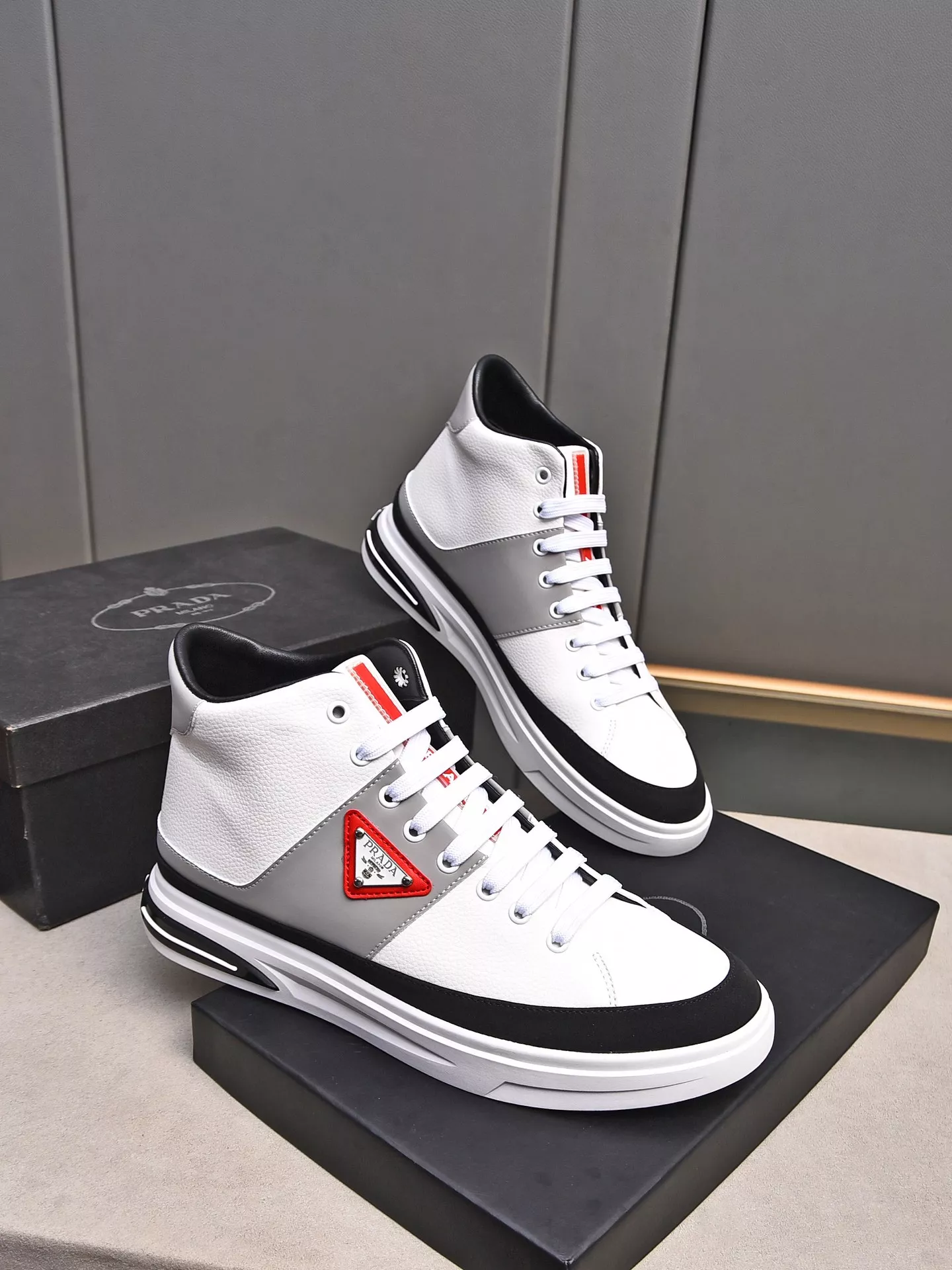 Prada High Top Shoes For Men Durable 7937