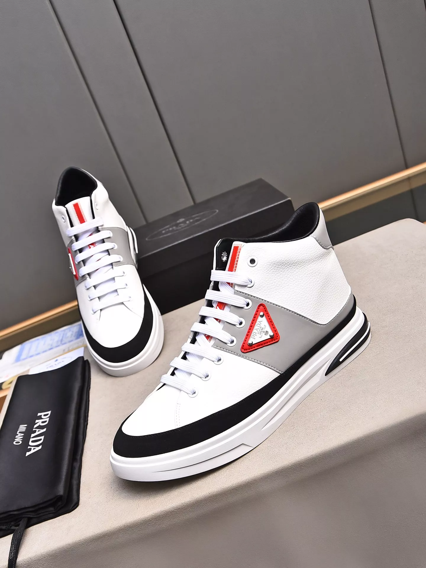 Prada High Top Shoes For Men Durable 7937