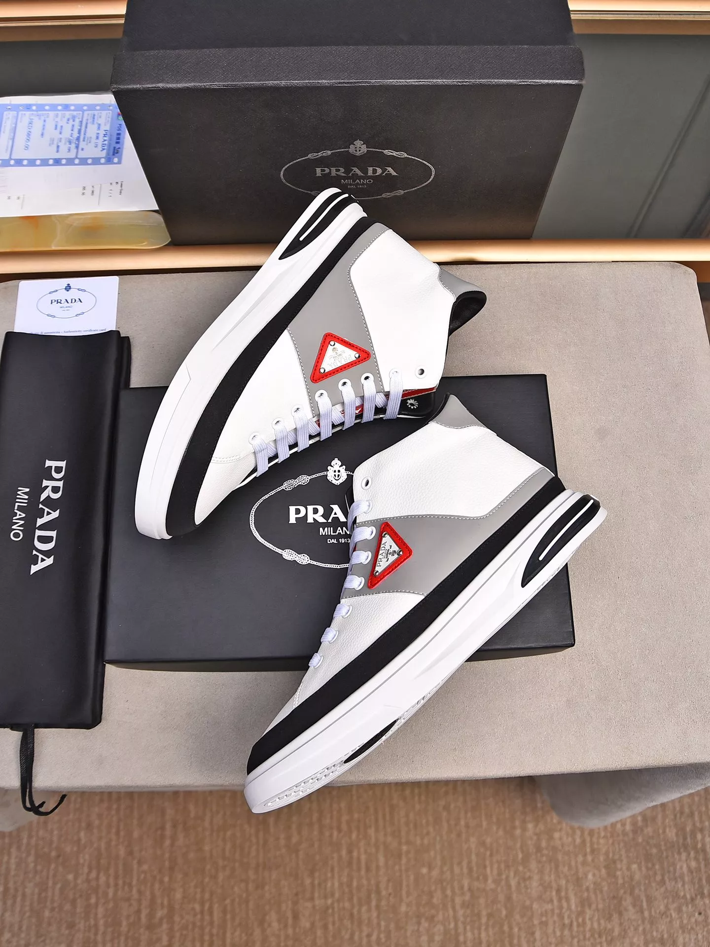 Prada High Top Shoes For Men Durable 7937