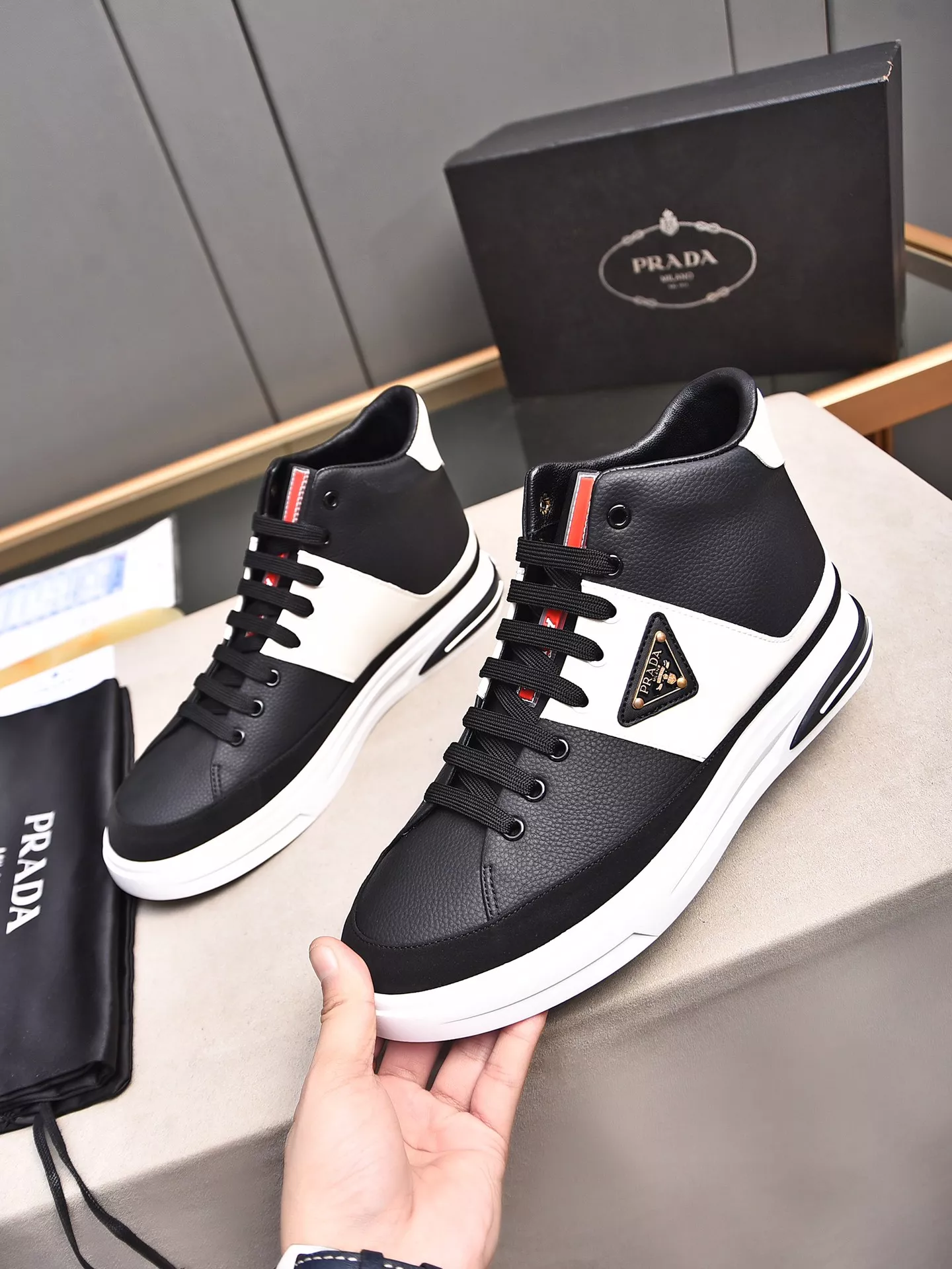 Prada High Top Shoes For Men Resilient 9839