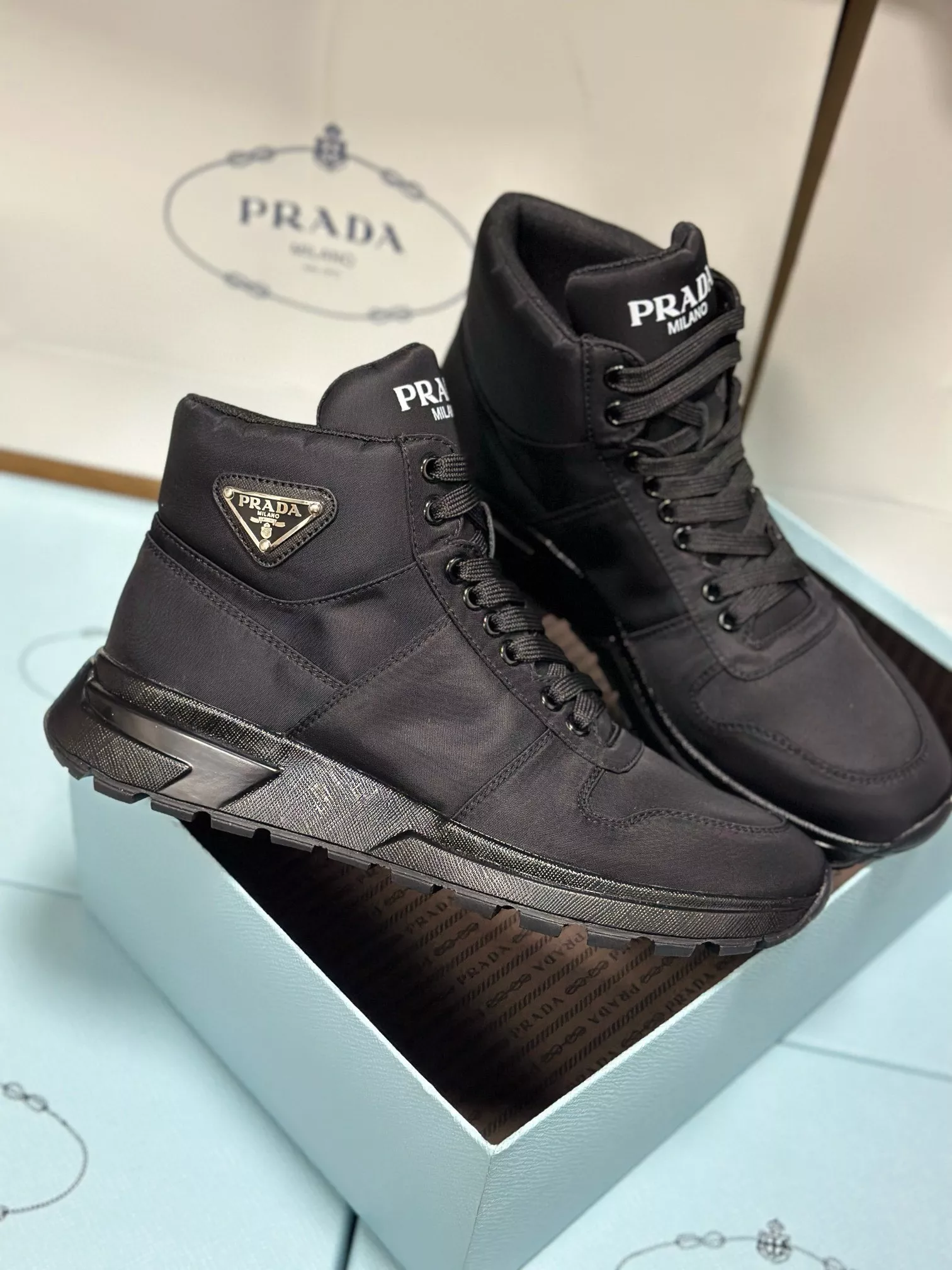 Prada High Top Shoes For Men Vibrant 3117