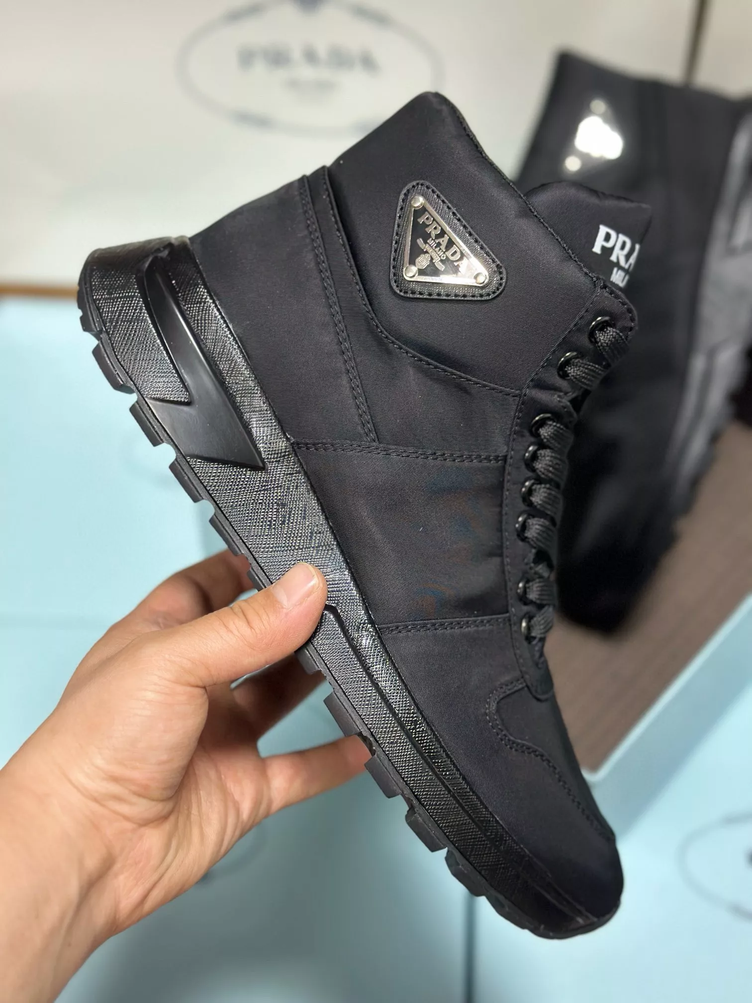 Prada High Top Shoes For Men Vibrant 3117