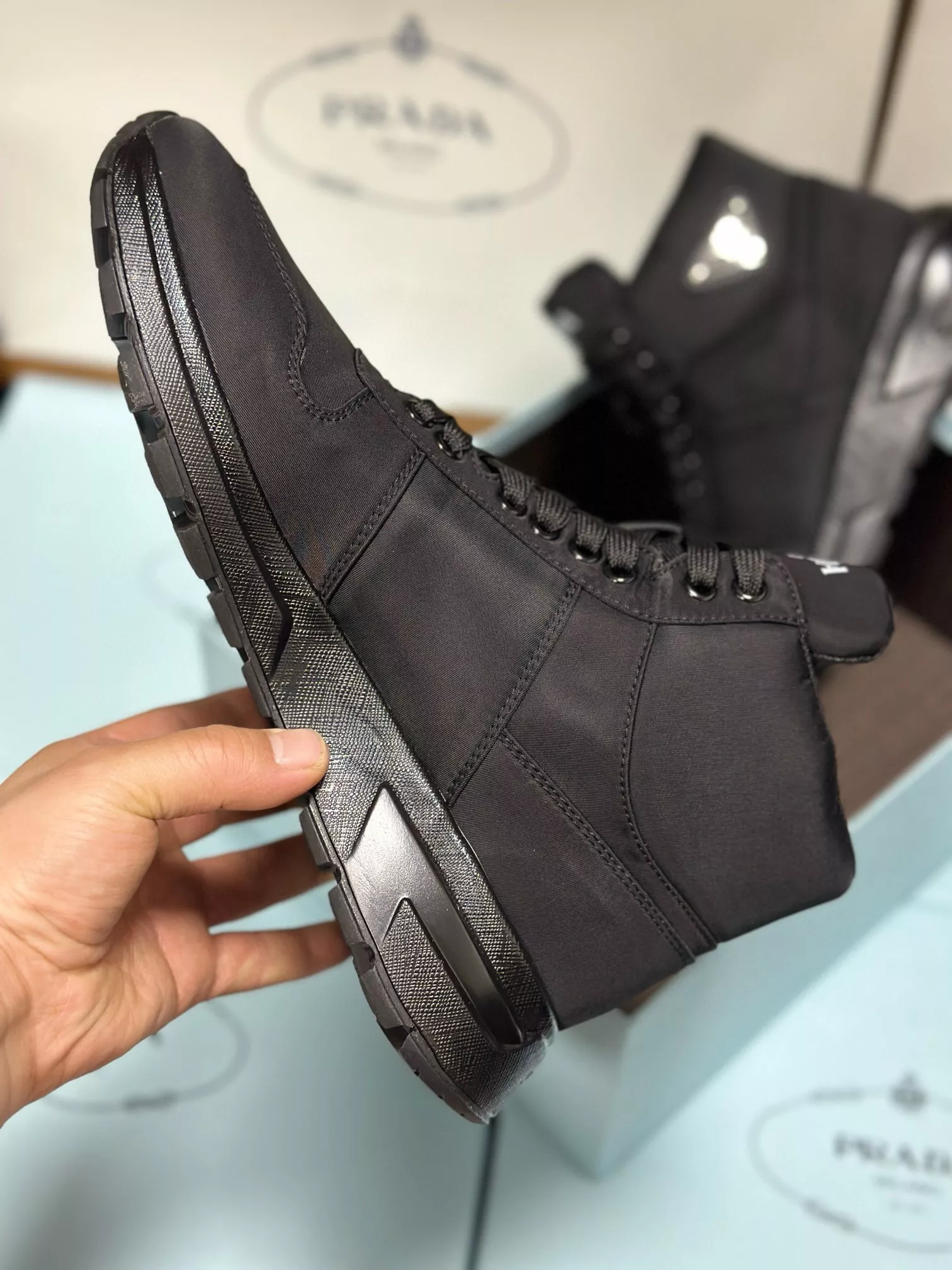 Prada High Top Shoes For Men Vibrant 3117