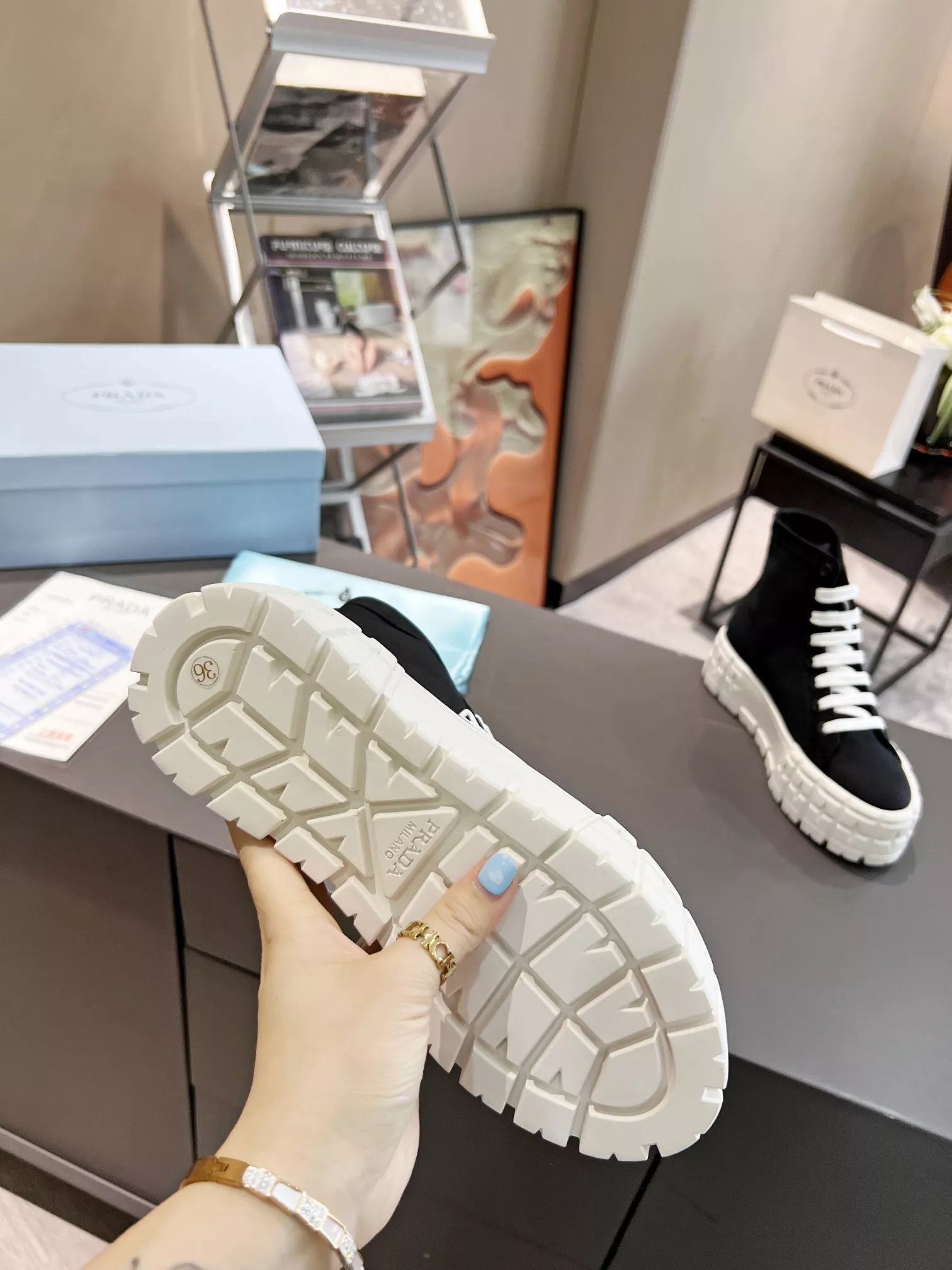 Prada High Top Shoes For Women Soft 1642