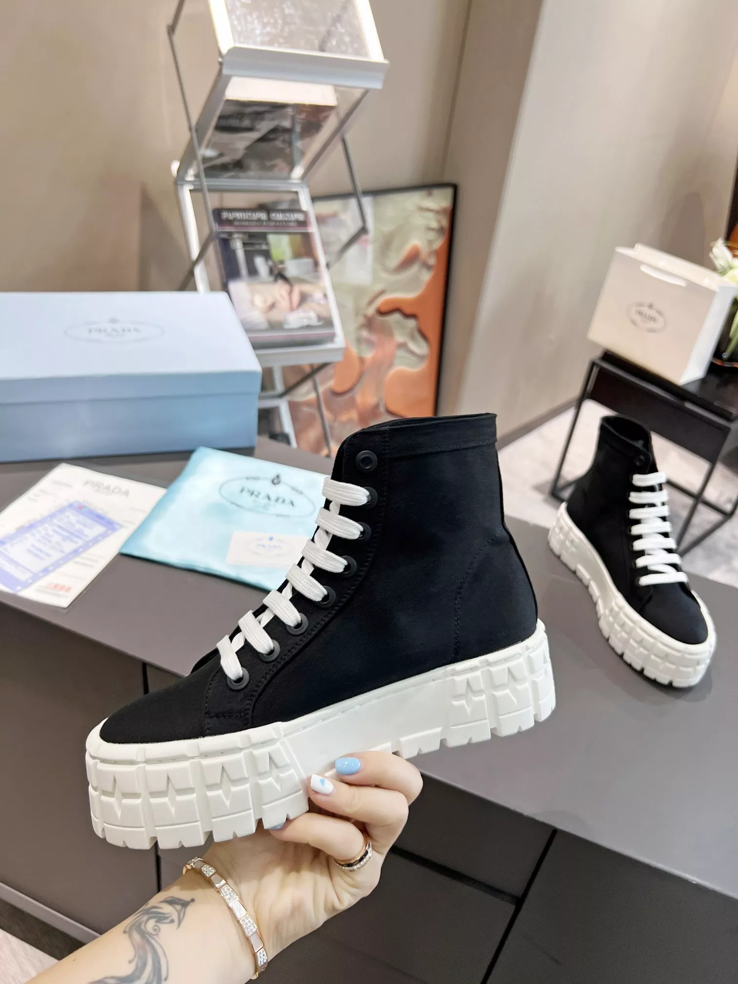 Prada High Top Shoes For Women Soft 1642