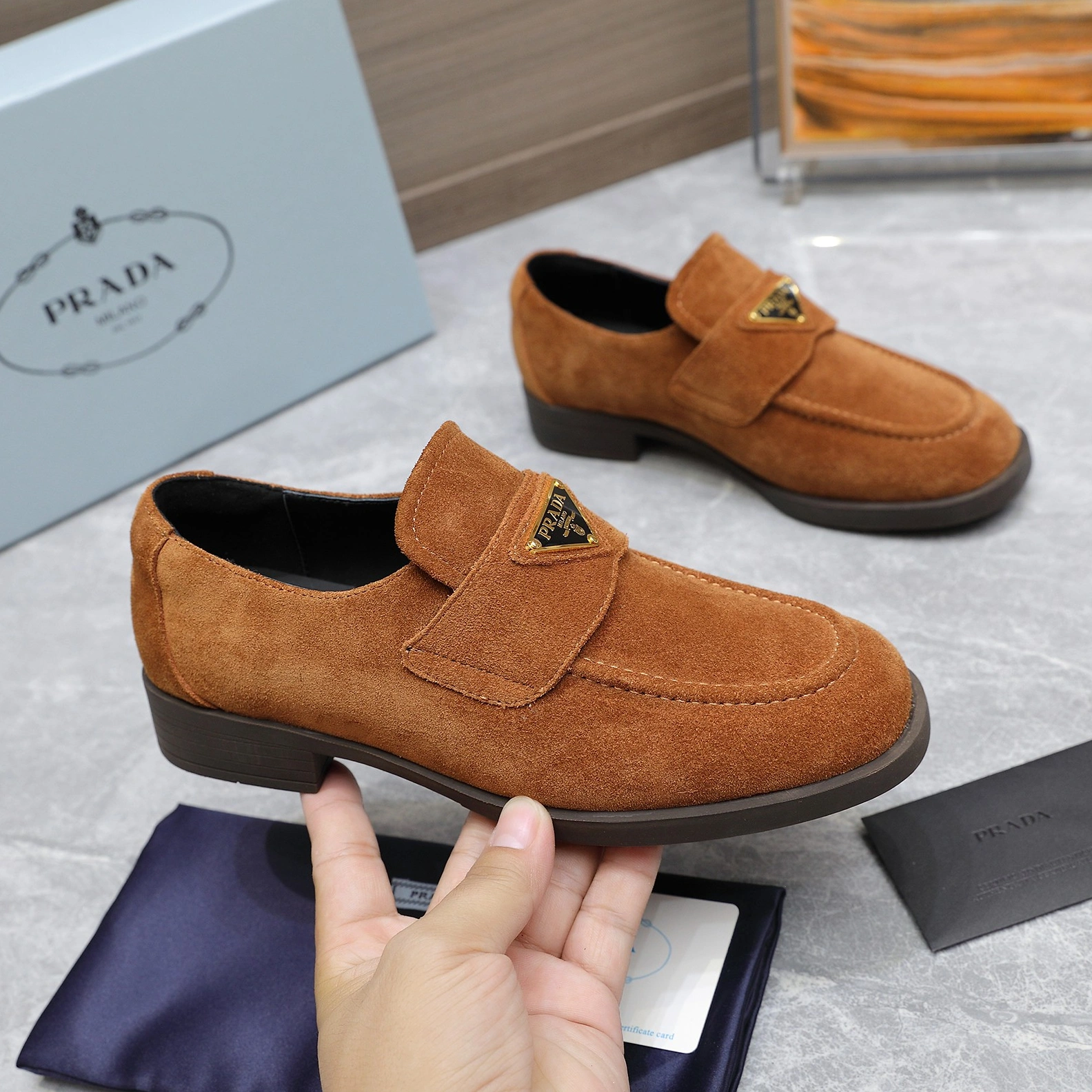 Prada Leather Shoes For Women Breathable 8651