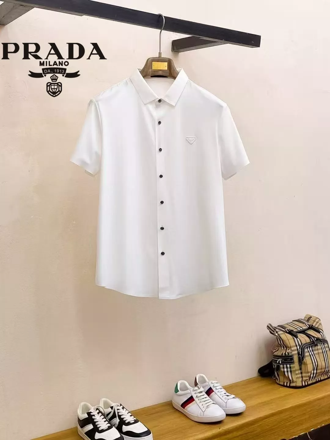 Prada Shirts Short Sleeved For Men Bright 8958