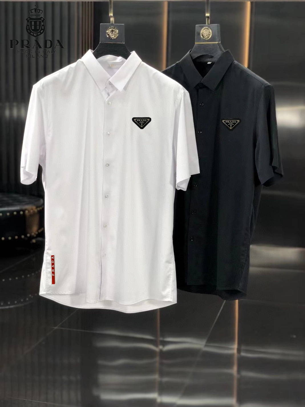 Prada Shirts Short Sleeved For Men Cozy 3382