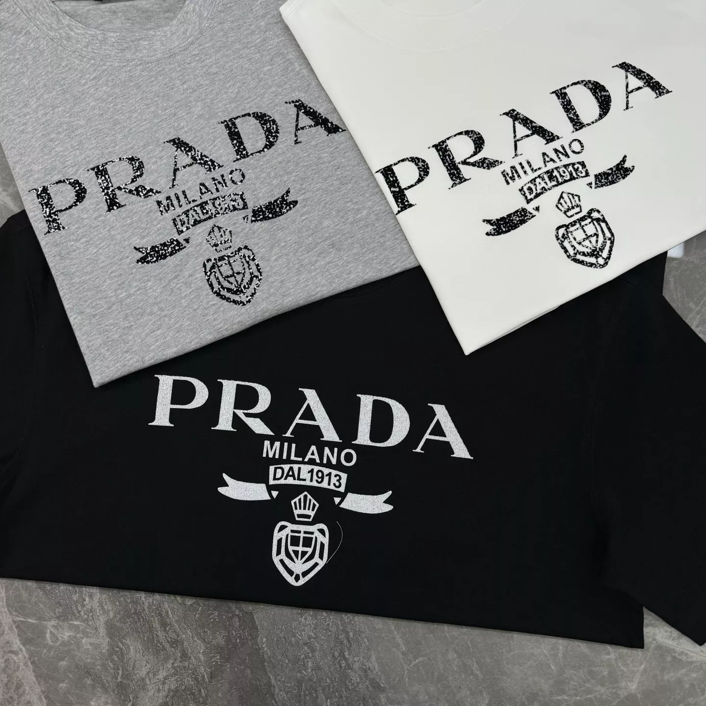 Prada T-Shirts Short Sleeved For Unisex Bright 1951