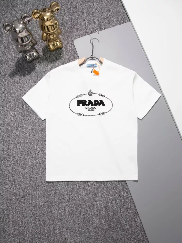 Prada T-Shirts Short Sleeved For Unisex Comfortable 8969