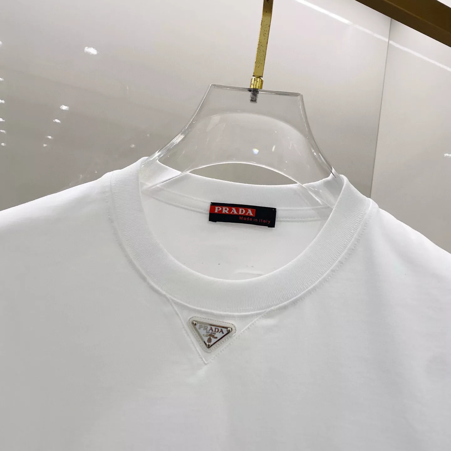 Prada T-Shirts Short Sleeved For Unisex Refined 9563