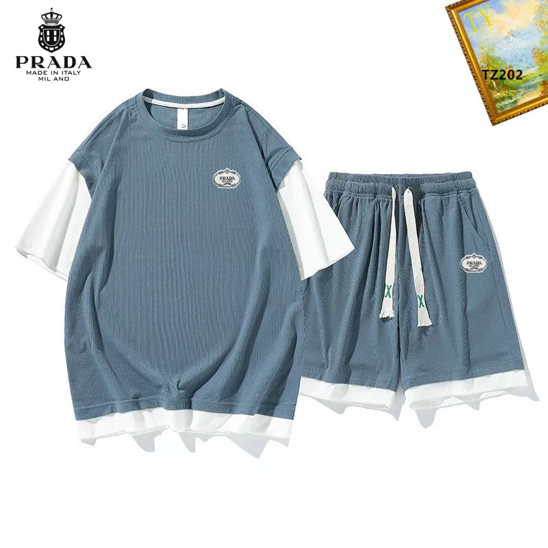 Prada Tracksuits Short Sleeved For Men DailyWear 1883