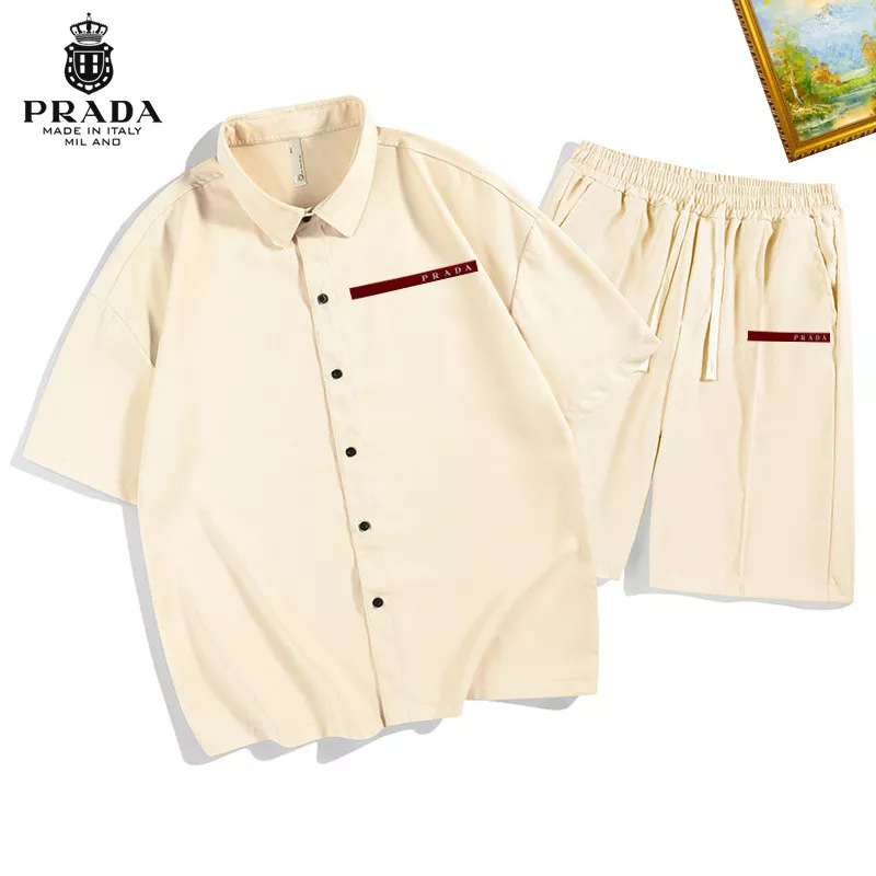 Prada Tracksuits Short Sleeved For Men Durable 8669