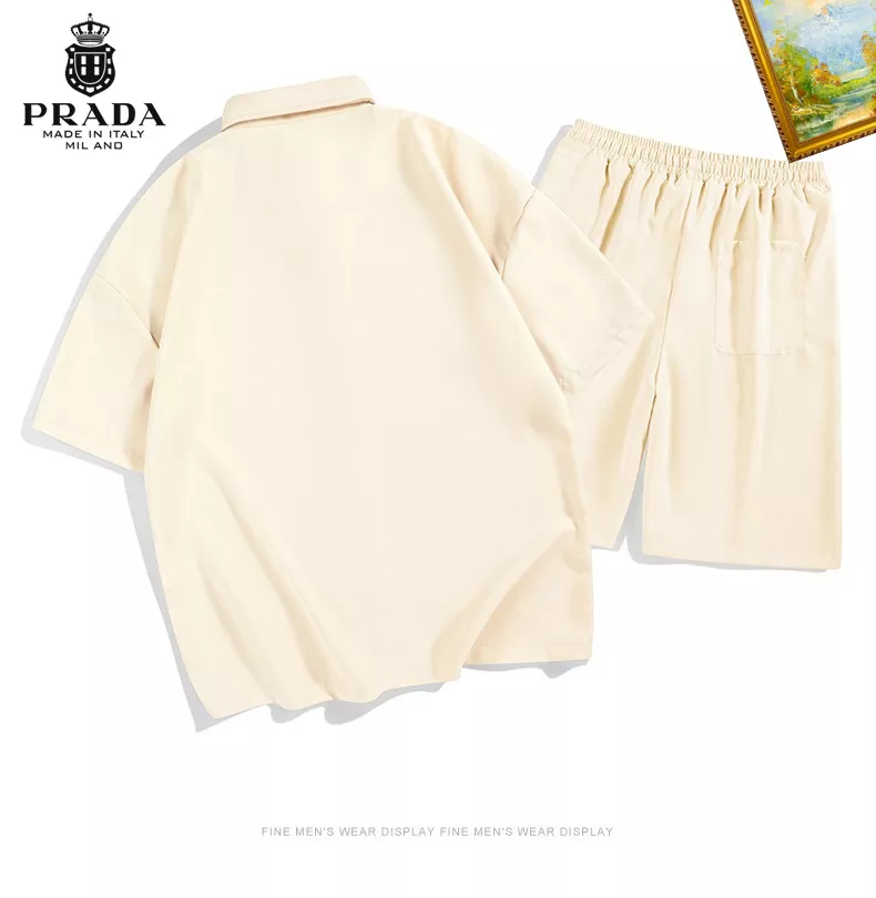 Prada Tracksuits Short Sleeved For Men Durable 8669
