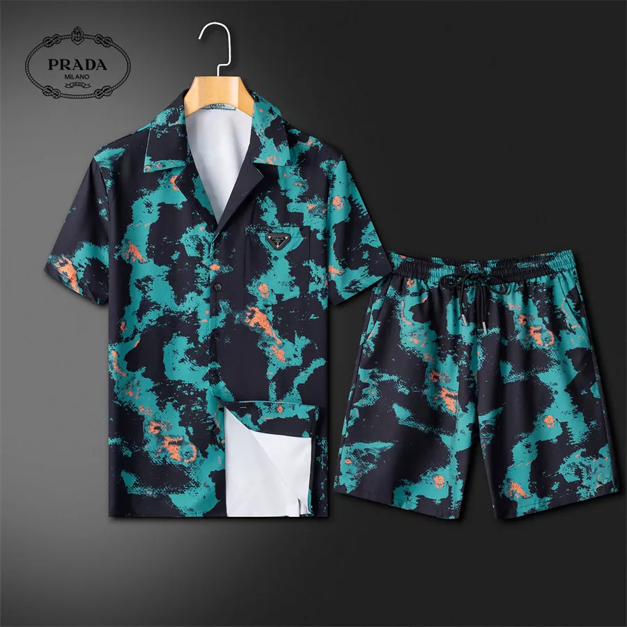 Prada Tracksuits Short Sleeved For Men EasyMatch 7320
