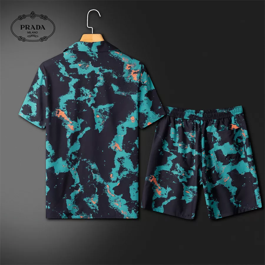 Prada Tracksuits Short Sleeved For Men EasyMatch 7320