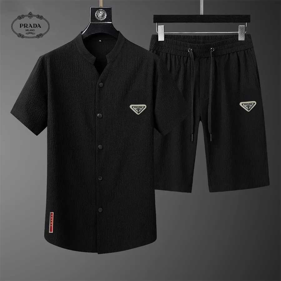 Prada Tracksuits Short Sleeved For Men Fashionable 9382