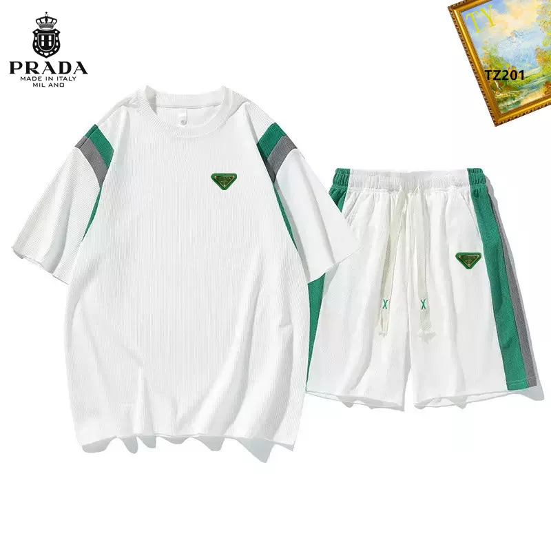 Prada Tracksuits Short Sleeved For Men Lightweight 4396