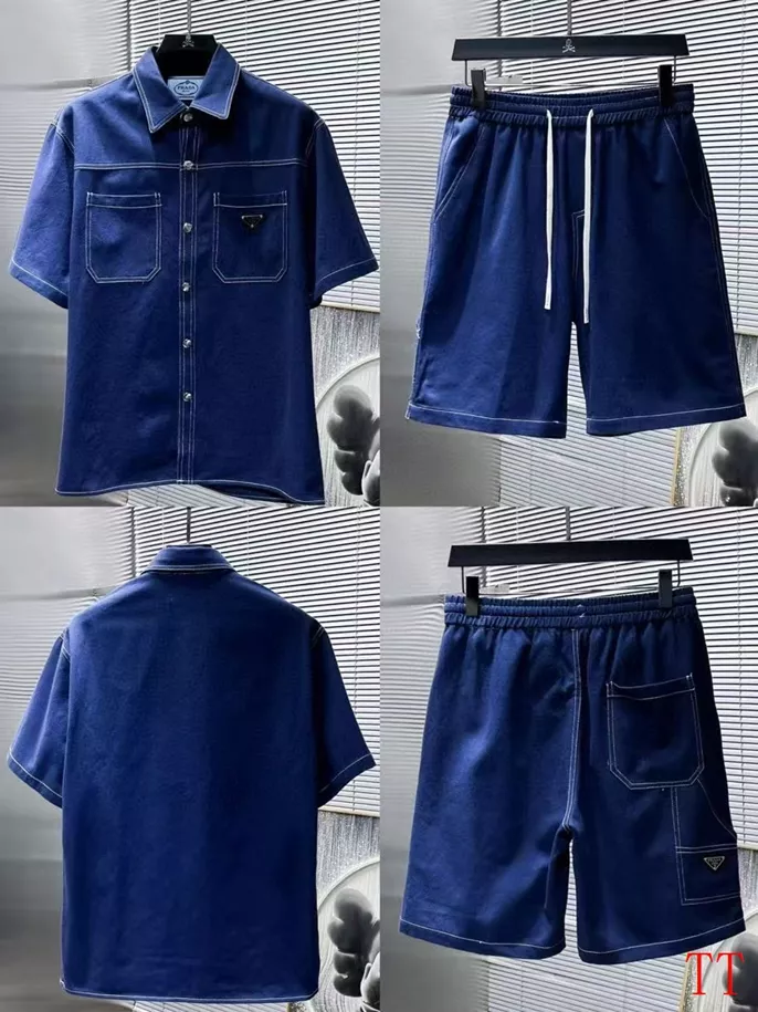 Prada Tracksuits Short Sleeved For Men Modern 6665