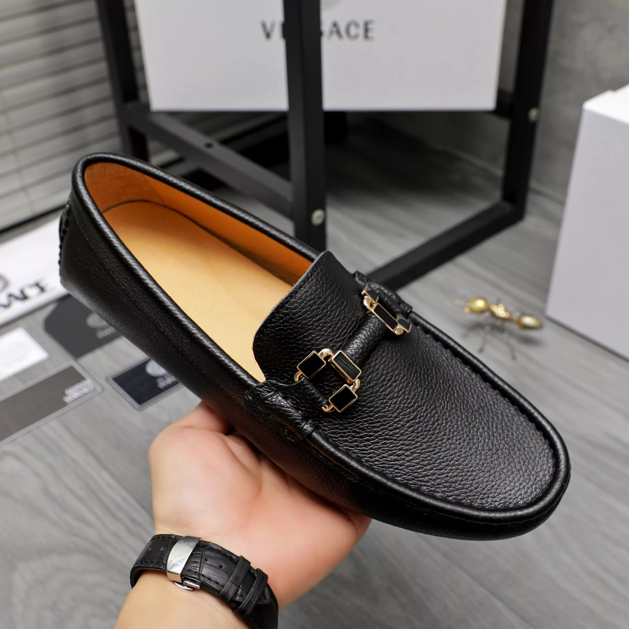 Resilient 3643 Versace Leather Shoes For Men