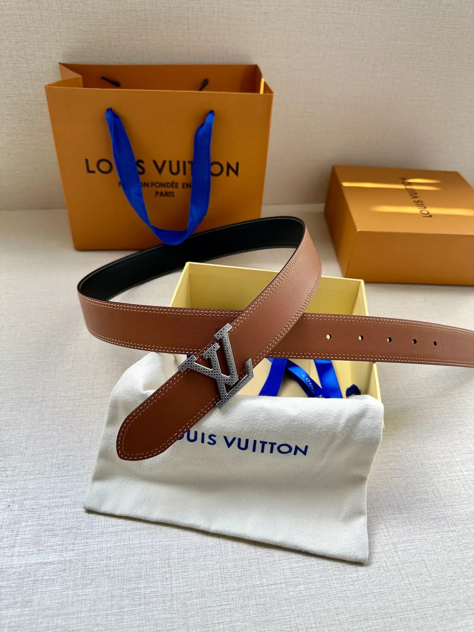 Resilient 9094 Louis Vuitton AAA Quality Belts In 3.5cm For Men