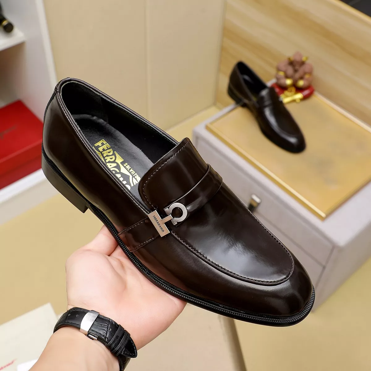Salvatore Ferragamo Leather Shoes For Men Bold 6284