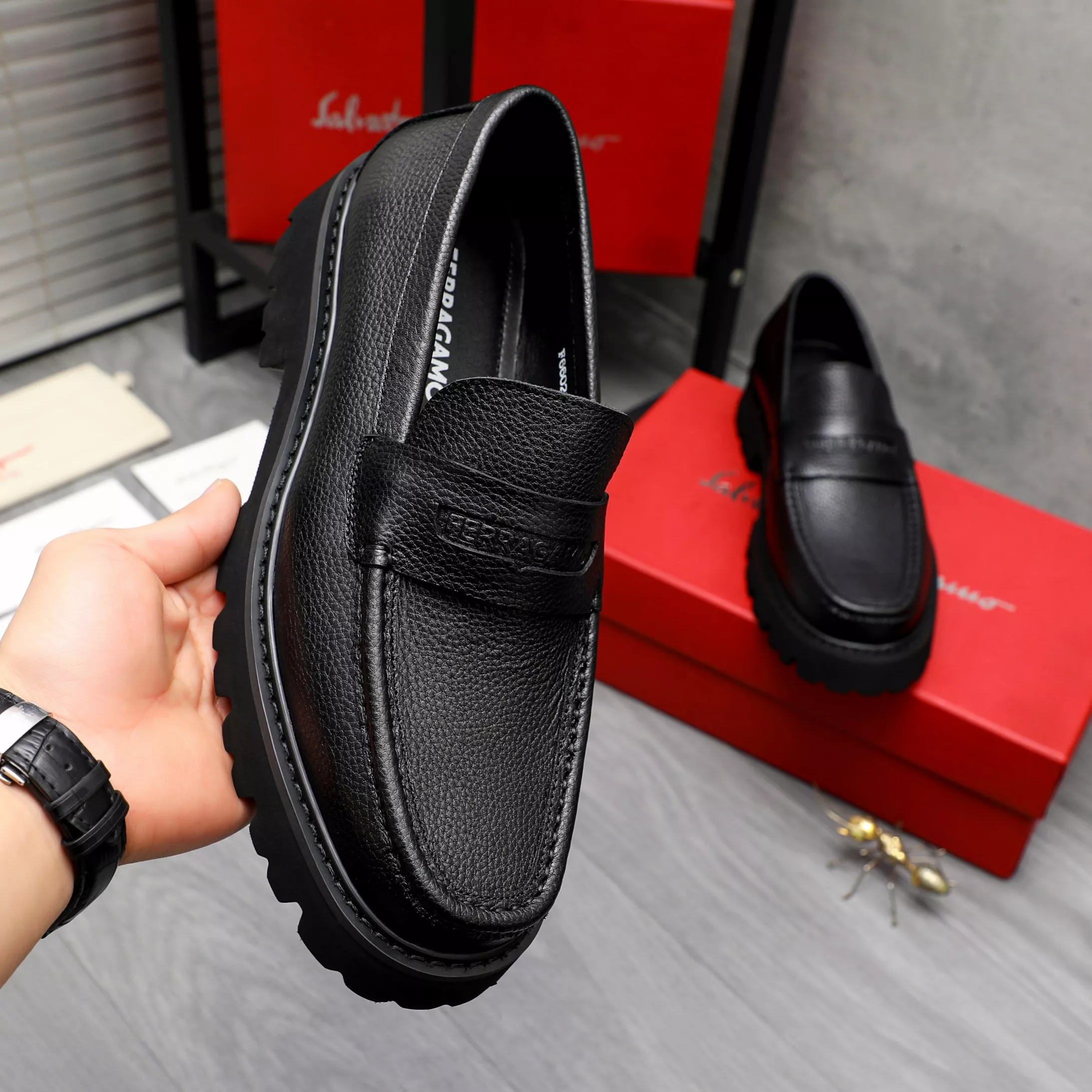 Salvatore Ferragamo Leather Shoes For Men Comfortable 5981