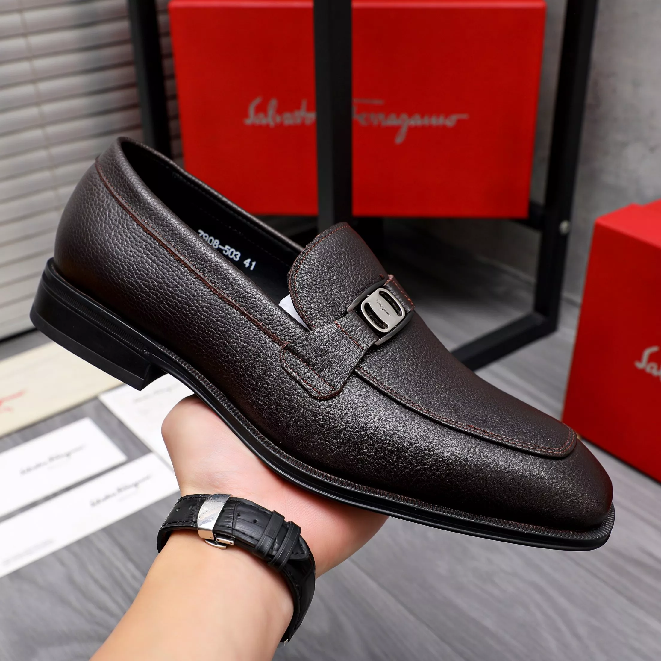Salvatore Ferragamo Leather Shoes For Men Comfortable 891