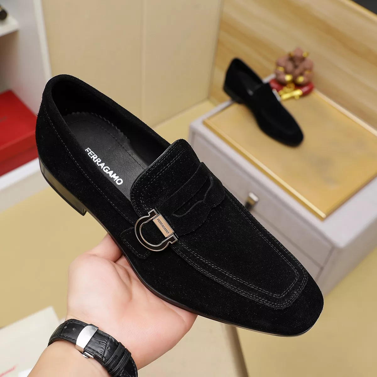 Salvatore Ferragamo Leather Shoes For Men Efficient 3772