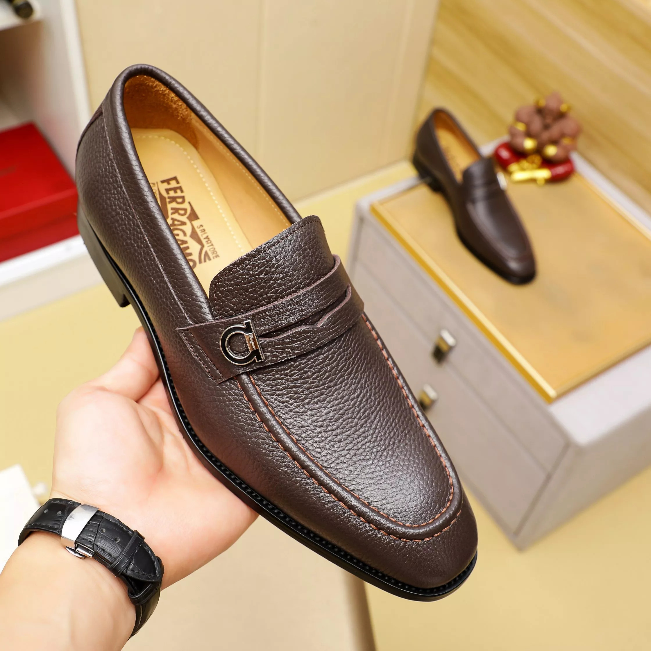 Salvatore Ferragamo Leather Shoes For Men Efficient 5772