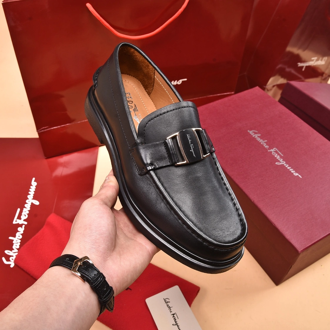 Salvatore Ferragamo Leather Shoes For Men Lightweight 6993