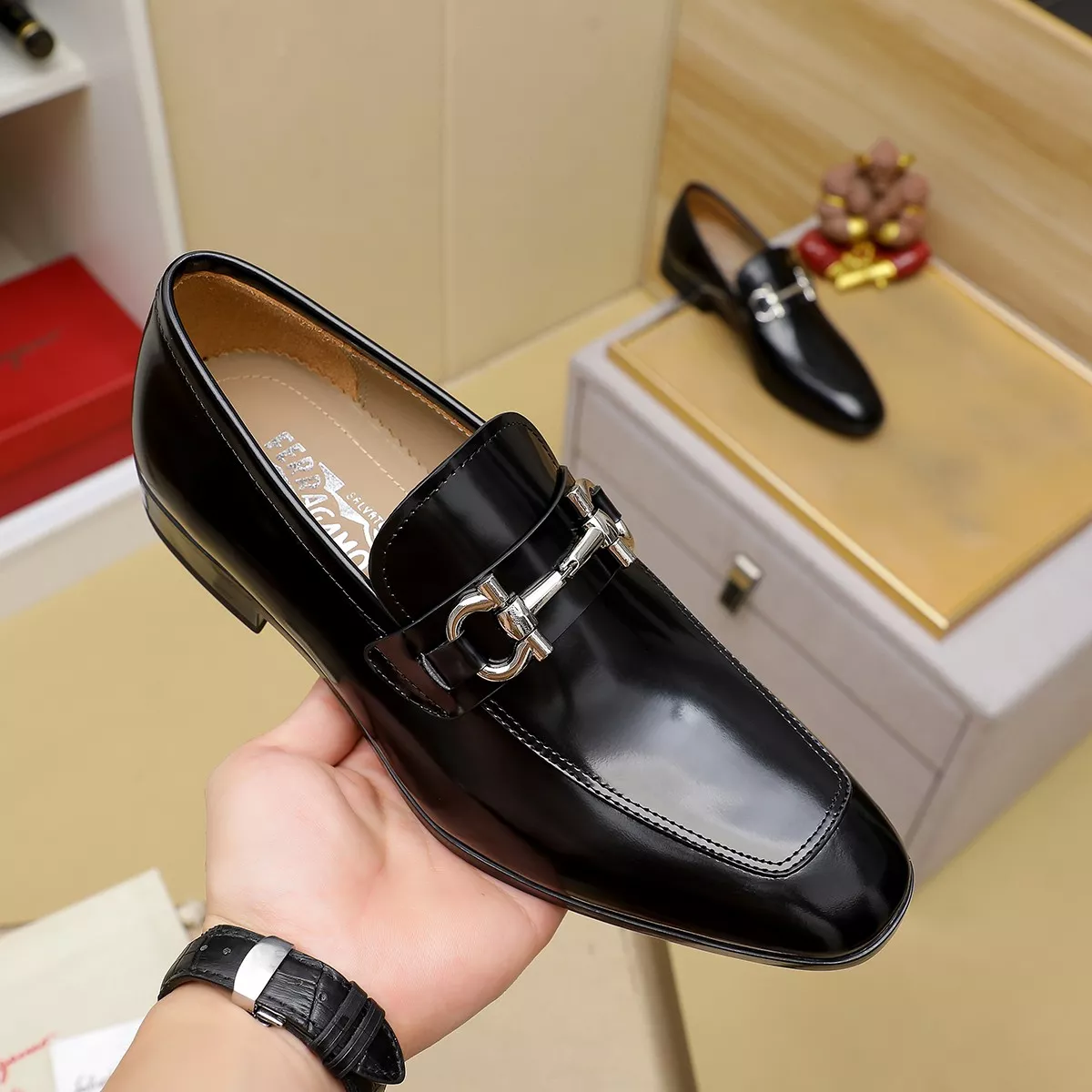 Salvatore Ferragamo Leather Shoes For Men Modern 4176