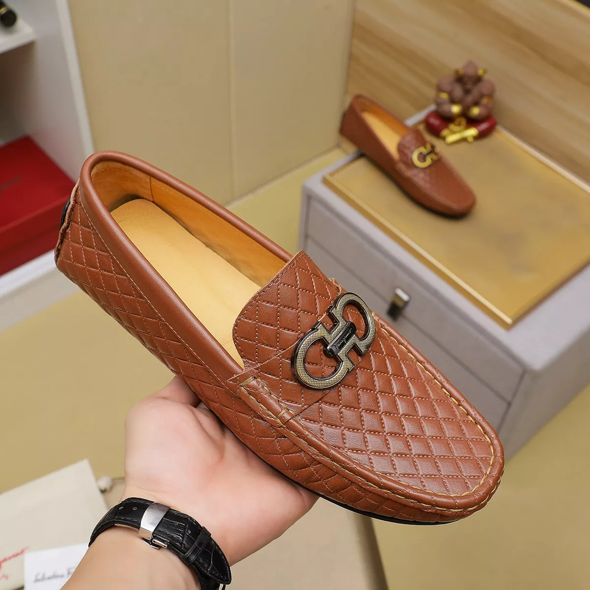 Salvatore Ferragamo Leather Shoes For Men Popular 5258