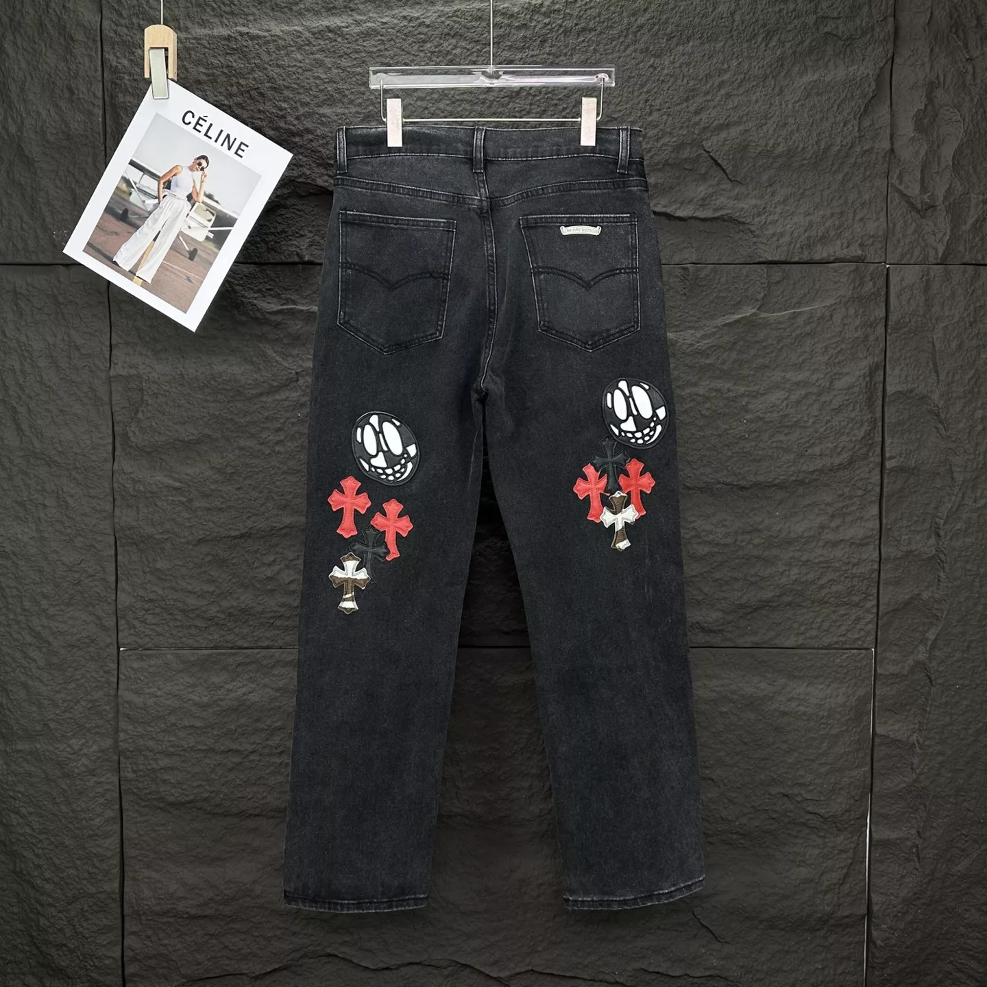 Sleek 6722 Chrome Hearts Jeans For Unisex