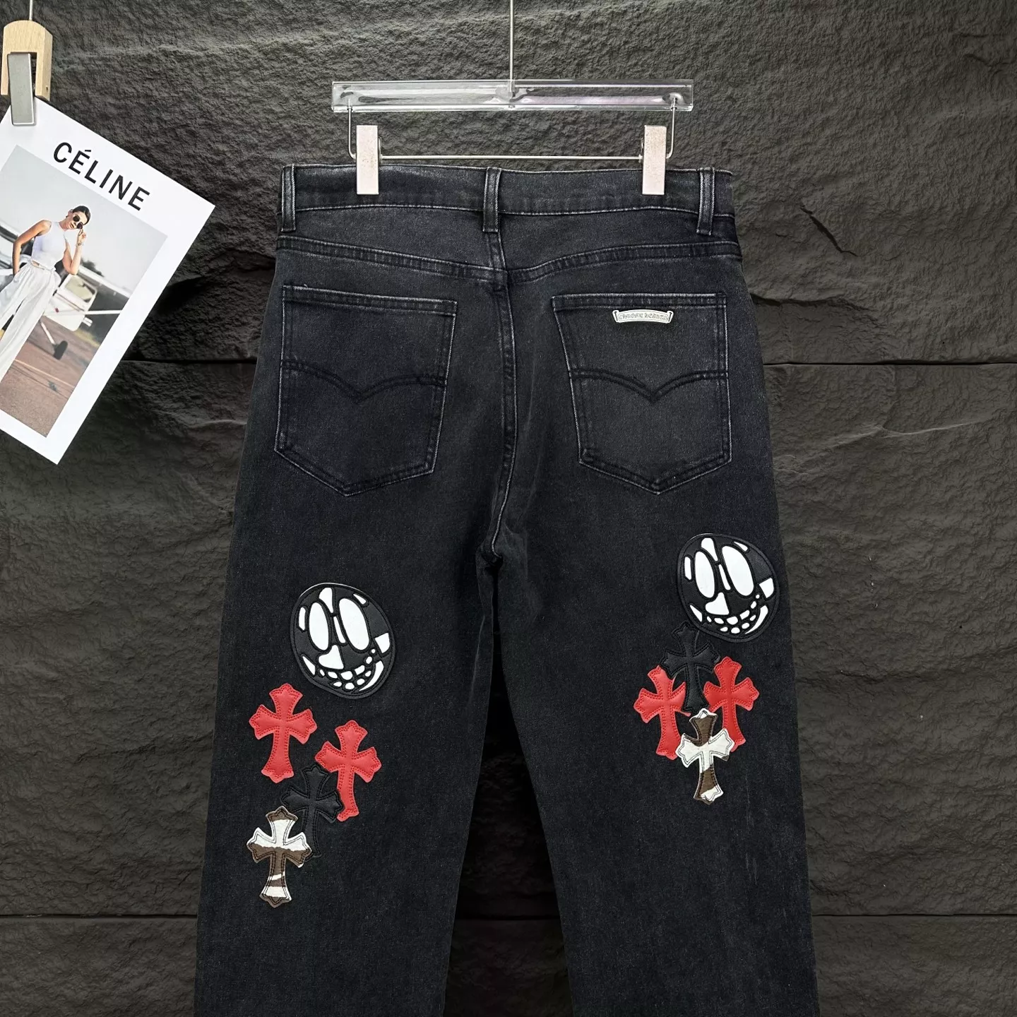 Sleek 6722 Chrome Hearts Jeans For Unisex