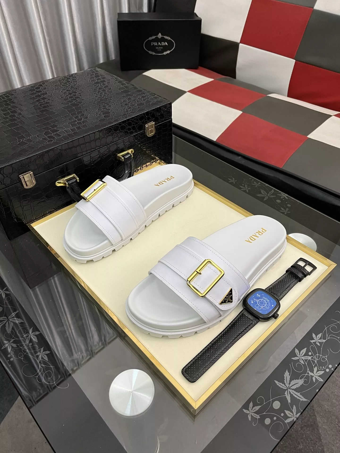Sleek 7323 Prada Slippers For Men