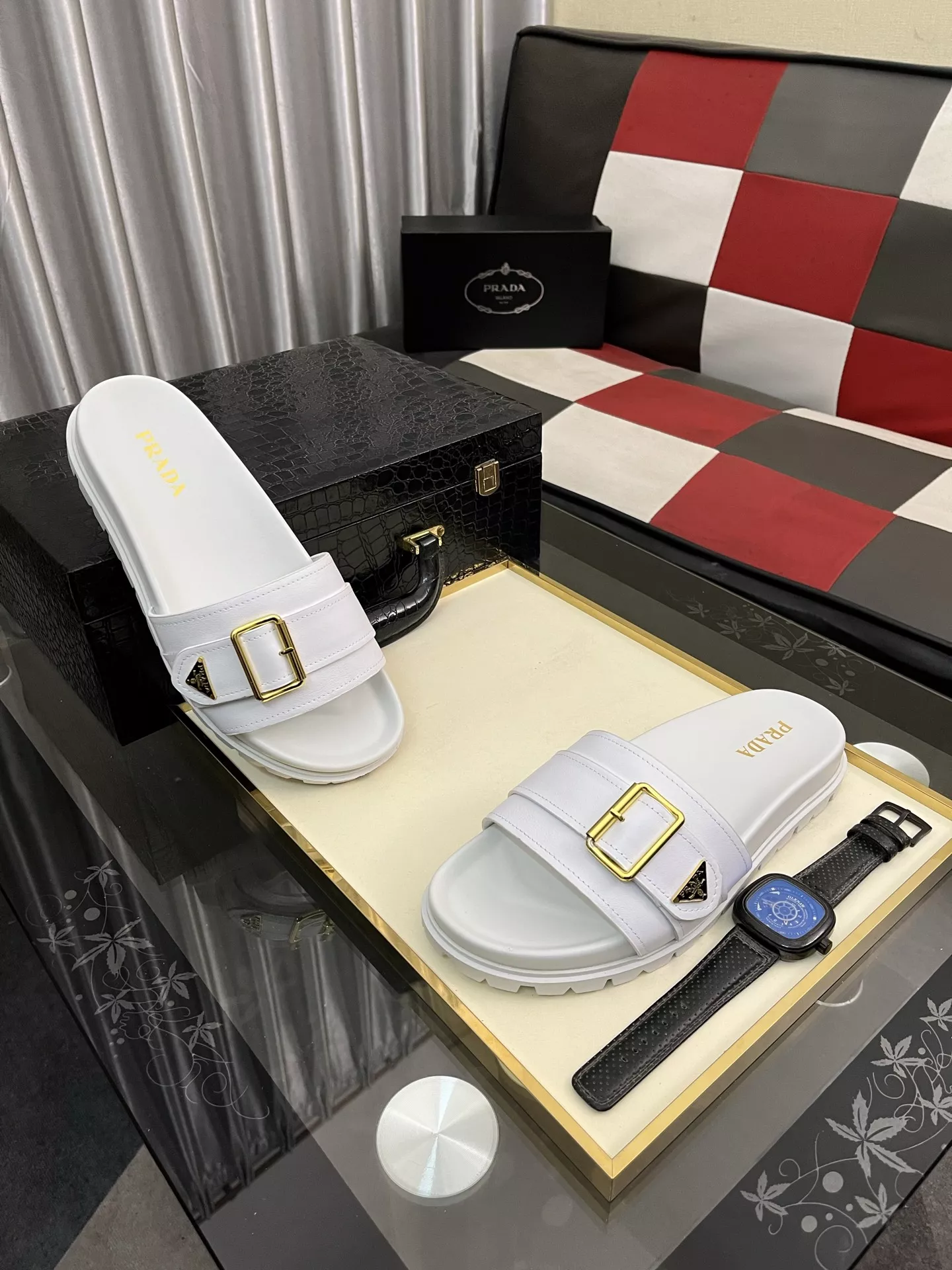 Sleek 7323 Prada Slippers For Men