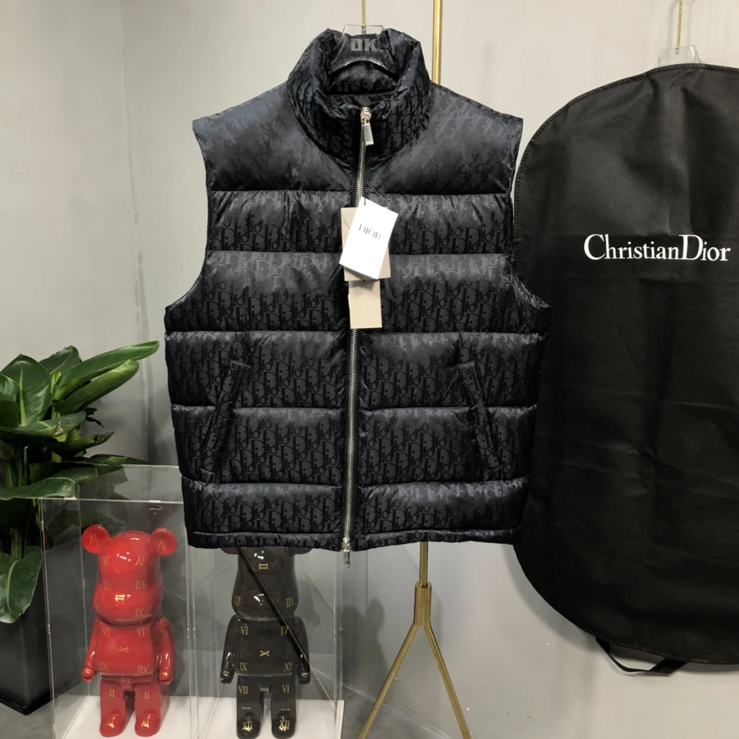 Sleek 9865 Christian Dior Down Feather Coat Sleeveless For Unisex