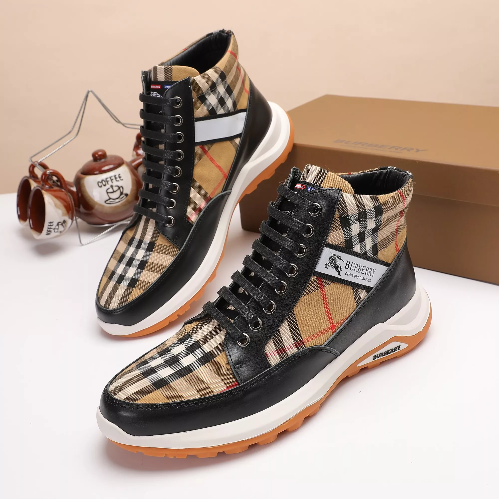 Soft 4854 Burberry High Tops Shoes For Men