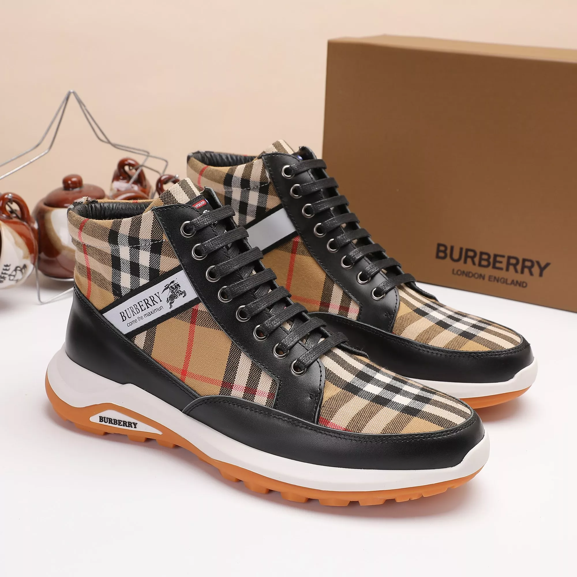 Soft 4854 Burberry High Tops Shoes For Men