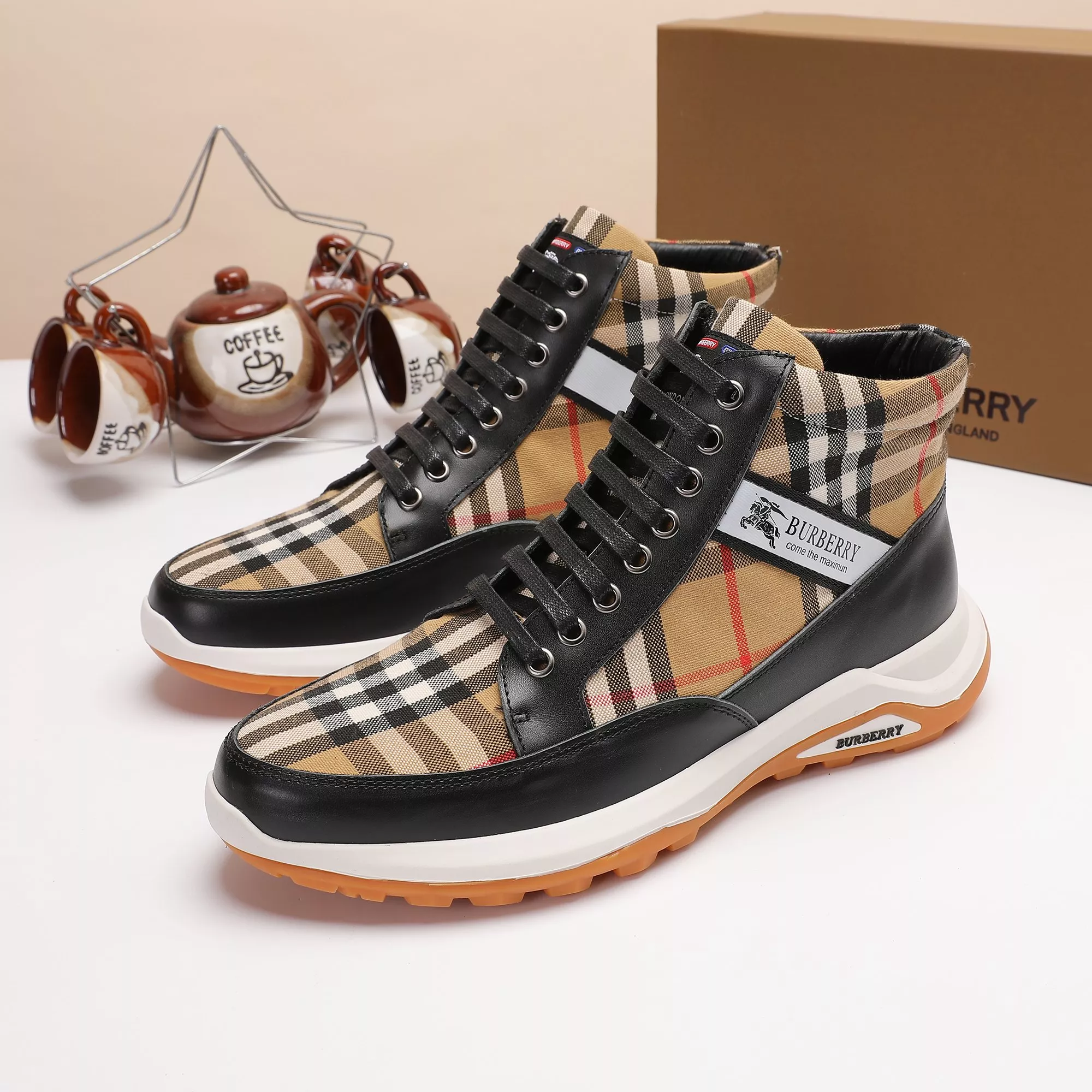 Soft 4854 Burberry High Tops Shoes For Men