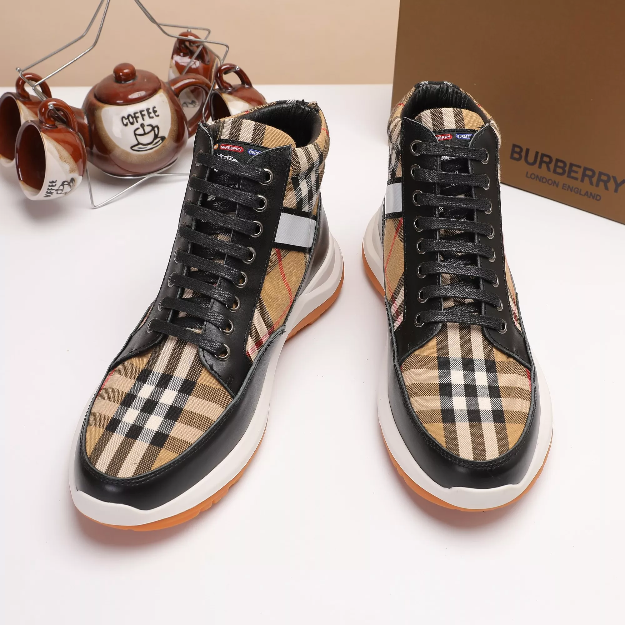 Soft 4854 Burberry High Tops Shoes For Men
