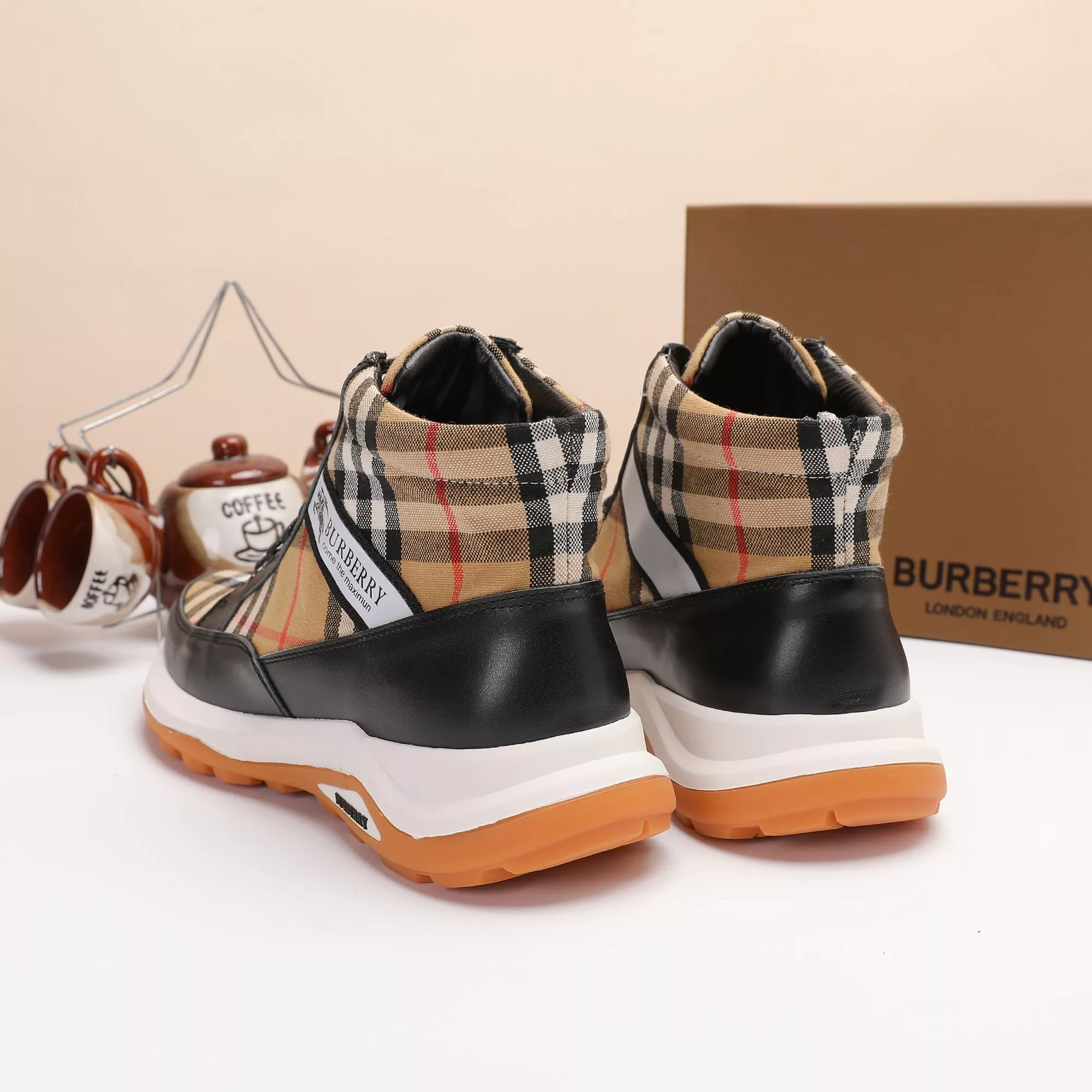 Soft 4854 Burberry High Tops Shoes For Men