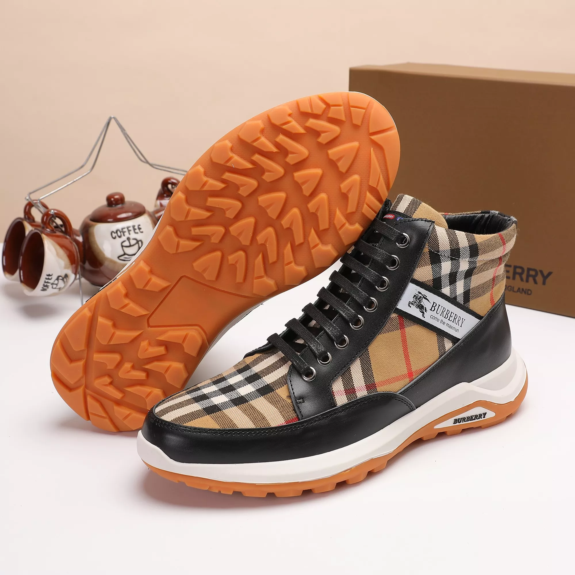 Soft 4854 Burberry High Tops Shoes For Men